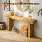 Consolle in legno massiccio 63, Tavolo da divano rustico stile fattoria, Tavolo d'appoggio stretto per corridoio, Naturale - ModernLuxe