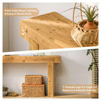 Consolle in legno massiccio 63, Tavolo da divano rustico stile fattoria, Tavolo d'appoggio stretto per corridoio, Naturale - ModernLuxe