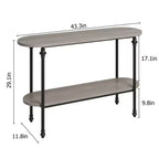 GustoWave Console Table, 43" Tavolo da Ingresso con Contenitore, Tavolino da Divano a 2 Livelli con Struttura in Metallo e MDF, Tavolo Dietro il Divano - Grigio Rustico