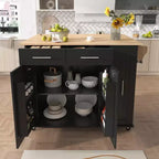 Isola da cucina con anta a ribalta, carrello multiuso con organizer estraibile a 3 livelli, ripiano interno, carrello su ruote con portasalviette e 2 cassetti
