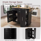 Isola da cucina con anta a ribalta, carrello multiuso con organizer estraibile a 3 livelli, ripiano interno, carrello su ruote con portasalviette e 2 cassetti