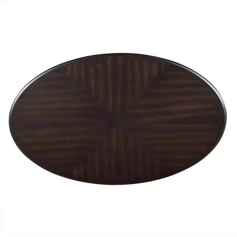Tavolino da caffè ovale Hostack 42'' in legno con 2 ripiani e mensola aperta per soggiorno, colore Espresso