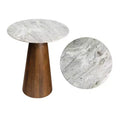 JONATHAN Y Kaito 18 Rustic Minimalist Round Marble/Wood Accent Table