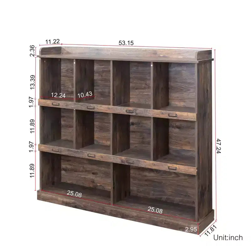 Libreria, scaffale a 3 ripiani a giorno, organizer portaoggetti a 10 cubi, scaffale a cubi autoportante per camera da letto, soggiorno, ufficio