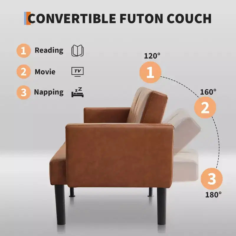 Divano letto a due posti, divano reclinabile regolabile in 3 posizioni, design rialzato da terra per una facile pulizia, divano pieghevole moderno per soggiorno, appartamento, ufficio