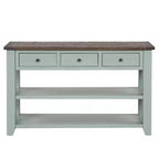 Hostack Tavolo Console con piano in legno massello da 48 pollici, 3 cassetti e 2 ripiani, piano retrò blu e marrone
