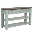 Hostack Tavolo Console con piano in legno massello da 48 pollici, 3 cassetti e 2 ripiani, piano retrò blu e marrone