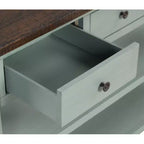 Hostack Tavolo Console con piano in legno massello da 48 pollici, 3 cassetti e 2 ripiani, piano retrò blu e marrone