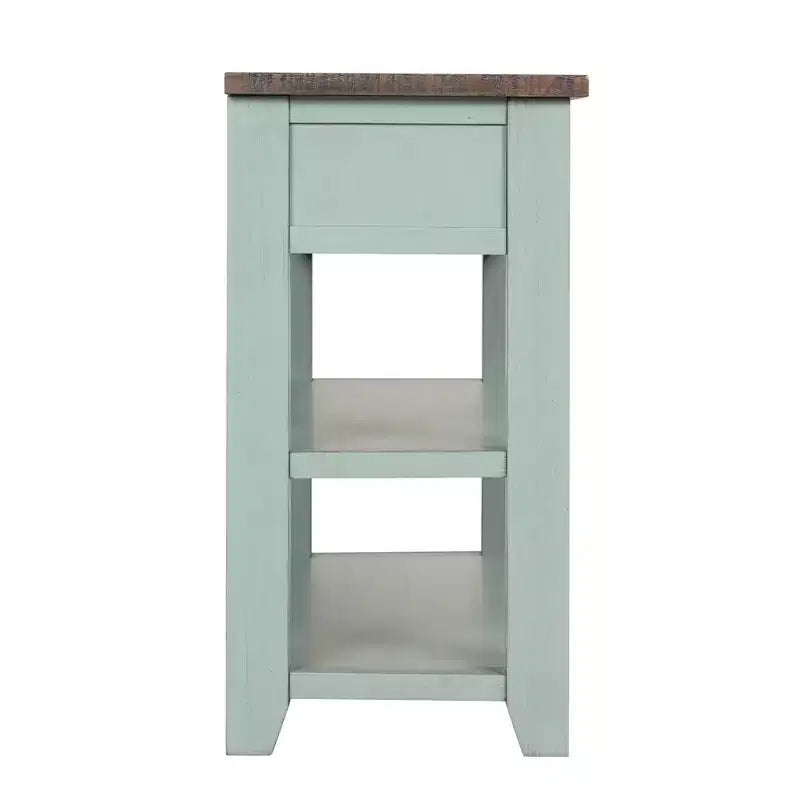 Hostack Tavolo Console con piano in legno massello da 48 pollici, 3 cassetti e 2 ripiani, piano retrò blu e marrone