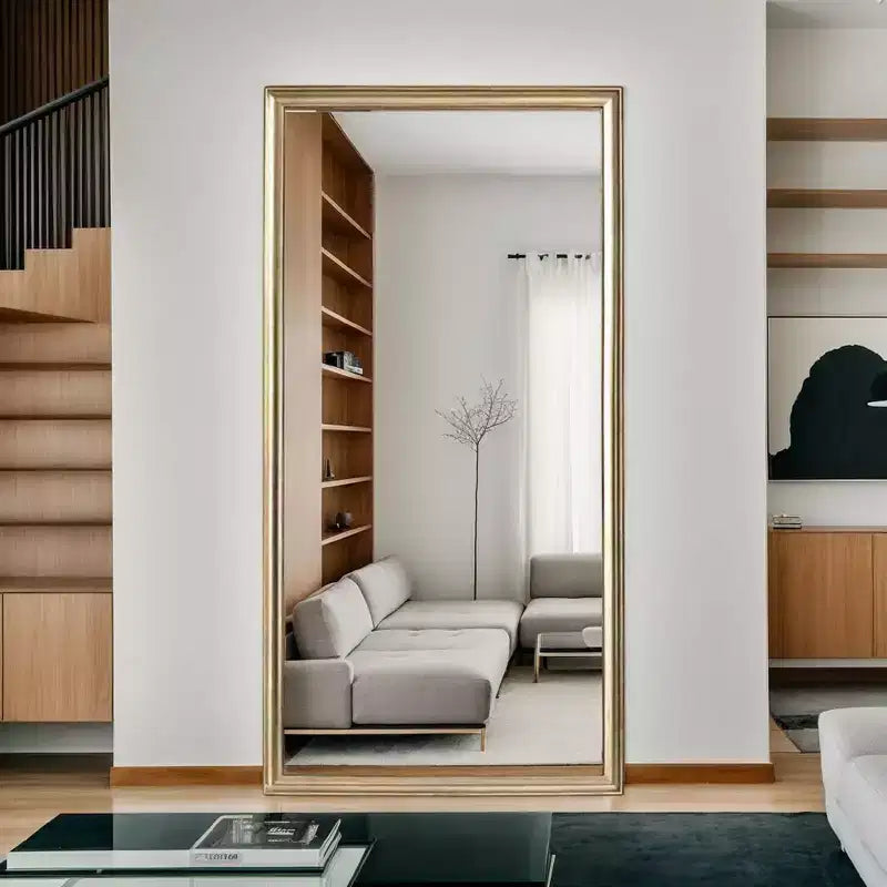 Specchio Whisen a figura intera da pavimento o da parete con cornice in legno, 32*70