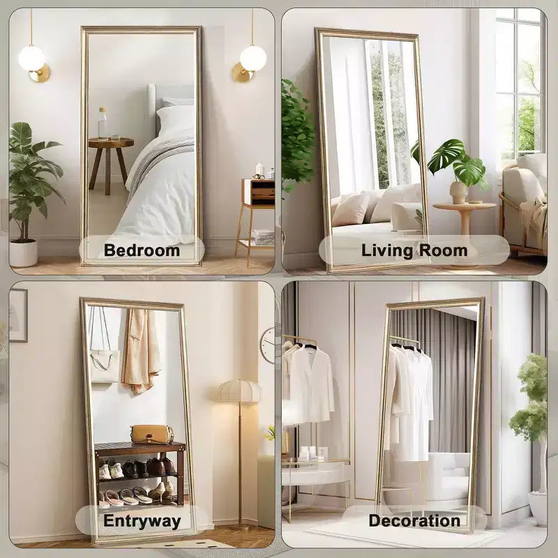Specchio Whisen a figura intera da pavimento o da parete con cornice in legno, 32*70