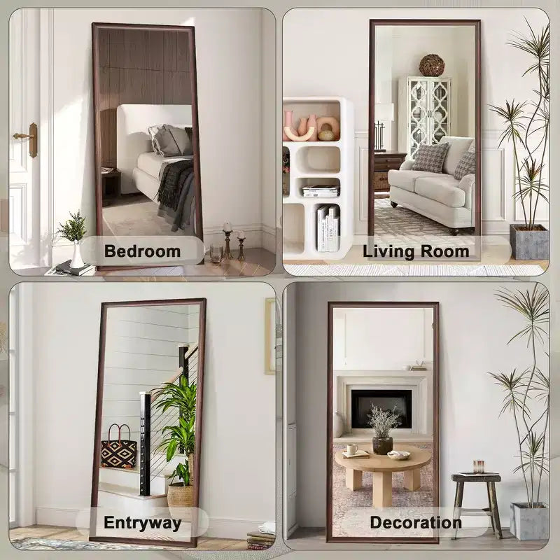 Specchio Whisen a figura intera da pavimento o da parete con cornice in legno, 32*70