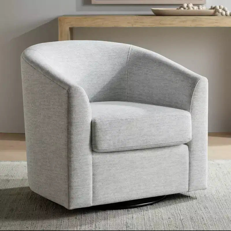 Studio 55D Poltrona Girevole in Tessuto Grigio, Larga 78 cm