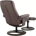 Poltrona Reclinabile Moderna BenchMaster Bruce in Similpelle Marrone Cioccolato con Poggiapiedi Ottomano, Girevole Manuale Ergonomica per Camera da Letto