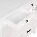 Hostack Tavolo Consolle da 36'' in Legno Stile Fattoria con 4 Cassetti e 1 Ripiano per Ingresso e Soggiorno, Bianco Antico