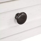 Hostack Tavolo Consolle da 36'' in Legno Stile Fattoria con 4 Cassetti e 1 Ripiano per Ingresso e Soggiorno, Bianco Antico