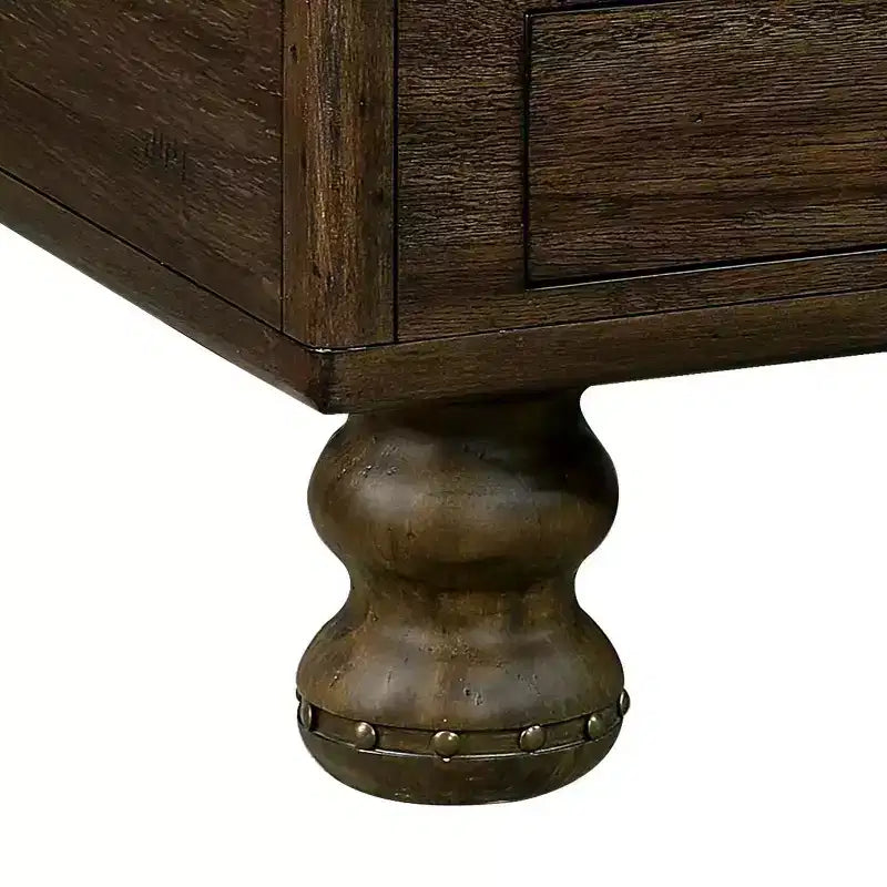 Tavolino da caffè in legno Hostack da 40'' con 4 cassetti e gambe decorate con rivetti per soggiorno, facile da montare, color espresso