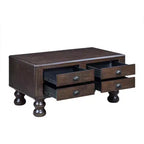 Tavolino da caffè in legno Hostack da 40'' con 4 cassetti e gambe decorate con rivetti per soggiorno, facile da montare, color espresso