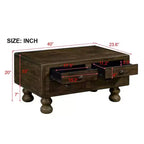 Tavolino da caffè in legno Hostack da 40'' con 4 cassetti e gambe decorate con rivetti per soggiorno, facile da montare, color espresso