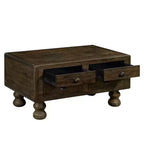 Tavolino da caffè in legno Hostack da 40'' con 4 cassetti e gambe decorate con rivetti per soggiorno, facile da montare, color espresso