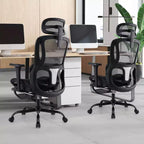 Sedia da ufficio ergonomica Costway con poggiatesta girevole e supporto lombare regolabile
