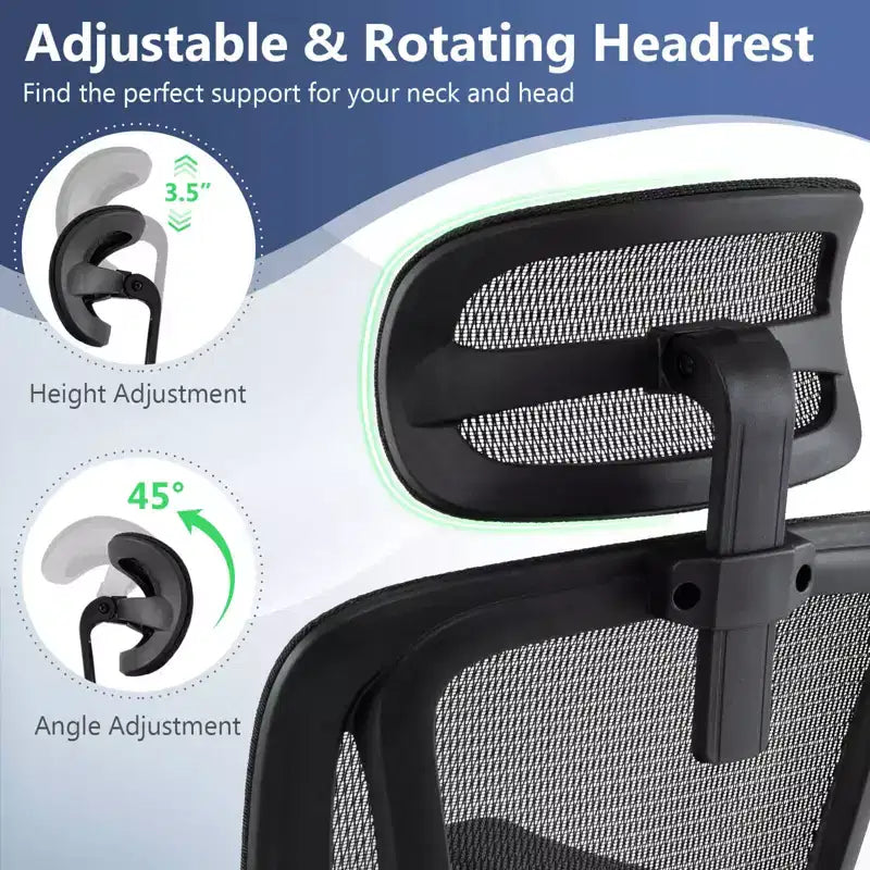 Sedia da ufficio ergonomica Costway con poggiatesta girevole e supporto lombare regolabile
