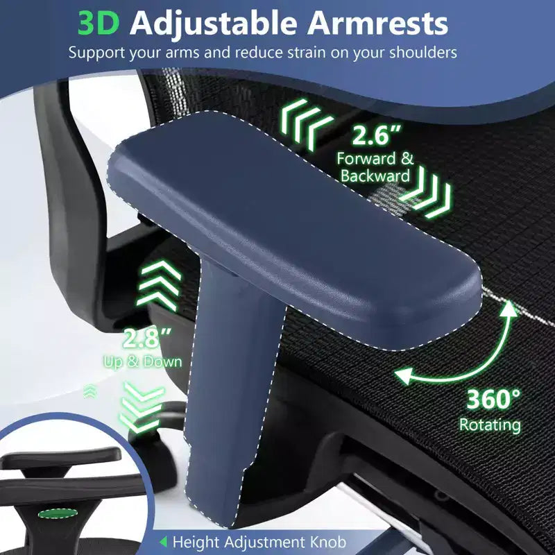 Sedia da ufficio ergonomica Costway con poggiatesta girevole e supporto lombare regolabile