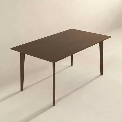 Set da pranzo 5 pezzi in legno massello stile Mid-Century, finitura Noce Marrone, tavolo con bordo smussato e 4 sedie, 4 posti a sedere
