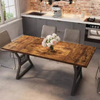 Tavolo da pranzo da 180 cm per 4-6 persone, tavolo da cucina rettangolare in legno industriale con gambe in metallo per soggiorno, sala da pranzo