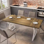 Tavolo da pranzo da 180 cm per 4-6 persone, tavolo da cucina rettangolare in legno industriale con gambe in metallo per soggiorno, sala da pranzo