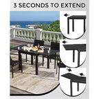 Tavolo da Patio Espandibile da 80-160 cm per 4-6 Persone, Tavolo da Pranzo Rettangolare da Esterno con Piano Effetto Legno per Giardino, Terrazza, Portico