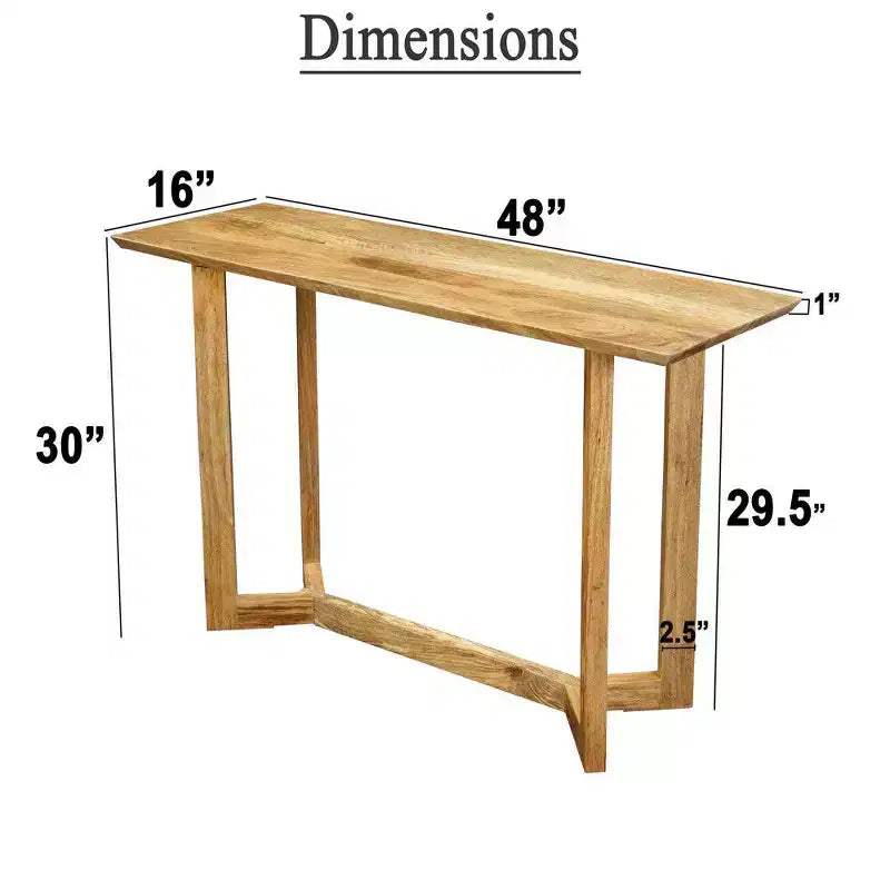 Tavolo consolle Royal Hampton | Piano rettangolare da 48 pollici | Struttura aperta con base a cavalletto | Legno di mango