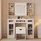 Whisen 41.3 Makeup Vanity with Sliding Mirror, 3 Drawers and Cabinets