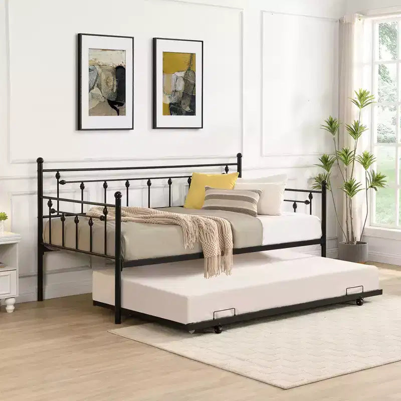 Letto a castello singolo rettangolare in metallo, divano letto con letto estraibile a rotelle, letto divano 2 in 1 trasformabile con struttura letto per camera da letto e soggiorno