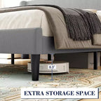 Coolmee - Letto imbottito completo/queen/king size con testiera ad ali, letto a piattaforma con rivestimento in velluto, non necessita di box spring, supporto con doghe in legno
