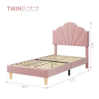 Coolmee Struttura Letto Singolo/Singolo XL, con Rivestimento in Velluto e Testiera Regolabile in Altezza per Bambini e Ragazzi, con Supporto a Doghe in Legno