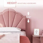 Coolmee Struttura Letto Singolo/Singolo XL, con Rivestimento in Velluto e Testiera Regolabile in Altezza per Bambini e Ragazzi, con Supporto a Doghe in Legno