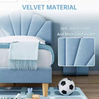 Coolmee Struttura Letto Singolo/Singolo XL, con Rivestimento in Velluto e Testiera Regolabile in Altezza per Bambini e Ragazzi, con Supporto a Doghe in Legno