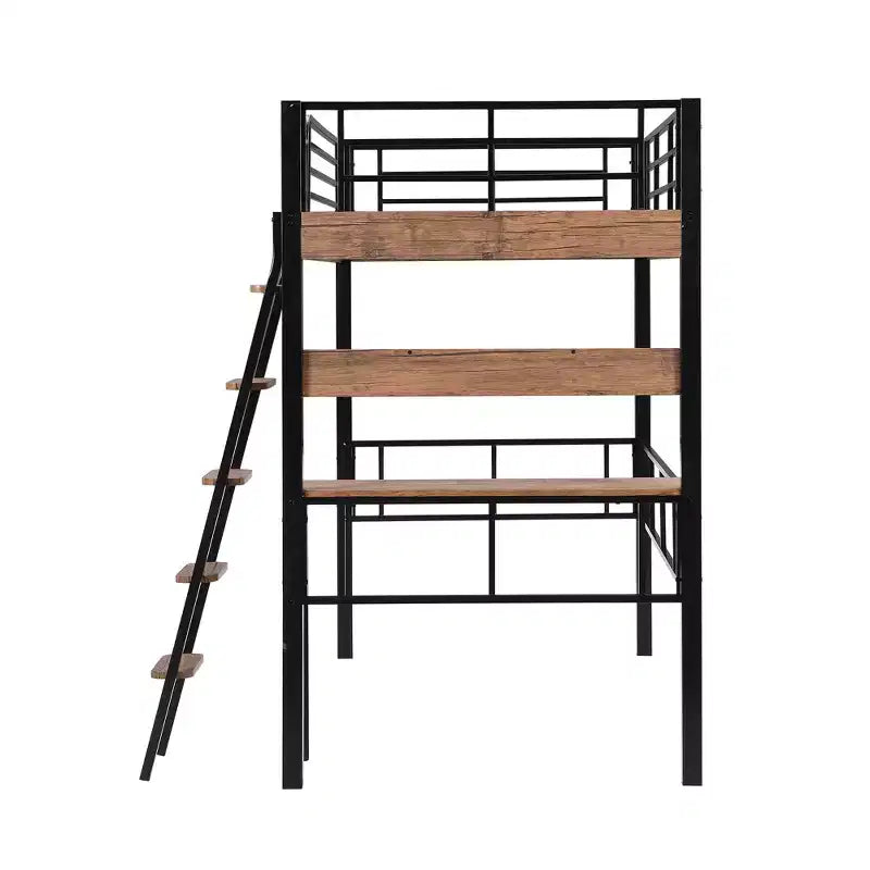 Letto a soppalco singolo in metallo con scrivania, struttura letto a soppalco singola con mensole portaoggetti per camera da letto, dormitorio di bambini e ragazzi