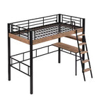Letto a soppalco singolo in metallo con scrivania, struttura letto a soppalco singola con mensole portaoggetti per camera da letto, dormitorio di bambini e ragazzi