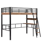 Letto a soppalco singolo in metallo con scrivania, struttura letto a soppalco singola con mensole portaoggetti per camera da letto, dormitorio di bambini e ragazzi