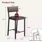 Acekool Sgabelli da Bar Set da 4, Sgabelli Altezza Bancone con Schienale, Ecopelle Imbottita e Gambe Spesse in Metallo, Sedie per Isola Cucina