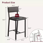 Acekool Sgabelli da Bar Set da 4, Sgabelli Altezza Bancone con Schienale, Ecopelle Imbottita e Gambe Spesse in Metallo, Sedie per Isola Cucina
