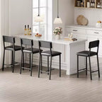 Acekool Sgabelli da Bar Set da 4, Sgabelli Altezza Bancone con Schienale, Ecopelle Imbottita e Gambe Spesse in Metallo, Sedie per Isola Cucina
