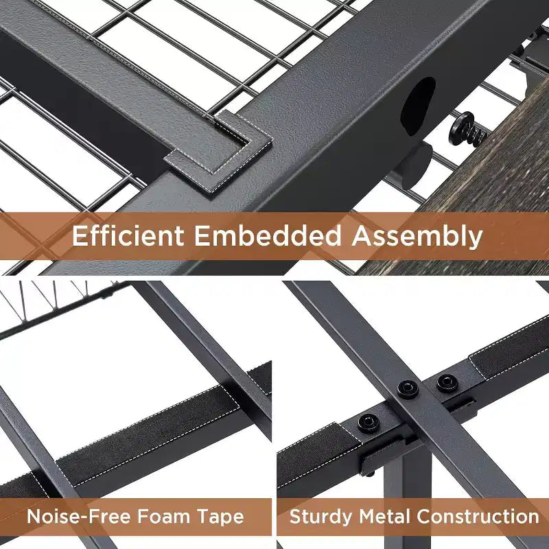 AMERLIFE 48,8 H Telaio letto con 4 cassetti contenitore, testiera a porta di fienile, venature del legno rustico, nessuna molla necessaria