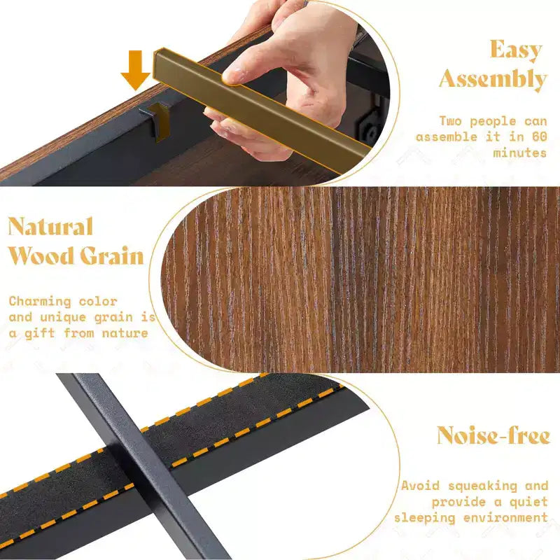 AMERLIFE 48,8 H Telaio letto con 4 cassetti contenitore, testiera a porta di fienile, venature del legno rustico, nessuna molla necessaria