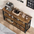 Acekool Tavolino consolle lungo 47 con 3 ripiani portaoggetti, tavolo da divano in stile industriale per ingresso, corridoio, soggiorno, camera da letto