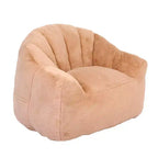 Poltrona Homy Casa con base completamente rivestita, morbido tessuto effetto pelliccia, beige champagne