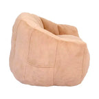 Poltrona Homy Casa con base completamente rivestita, morbido tessuto effetto pelliccia, beige champagne