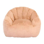 Poltrona Homy Casa con base completamente rivestita, morbido tessuto effetto pelliccia, beige champagne